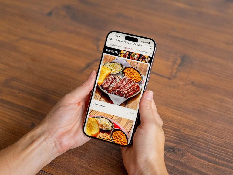 One of the Sonny's BBQ App Features, a photo-focused easy to follow menu.