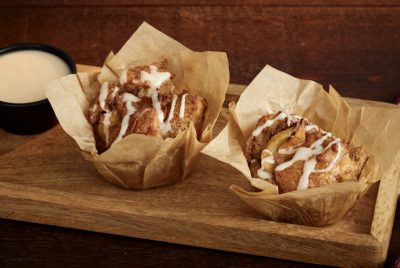 Seasonal menu cinnamon apple bread pudding at Sonny's BBQ