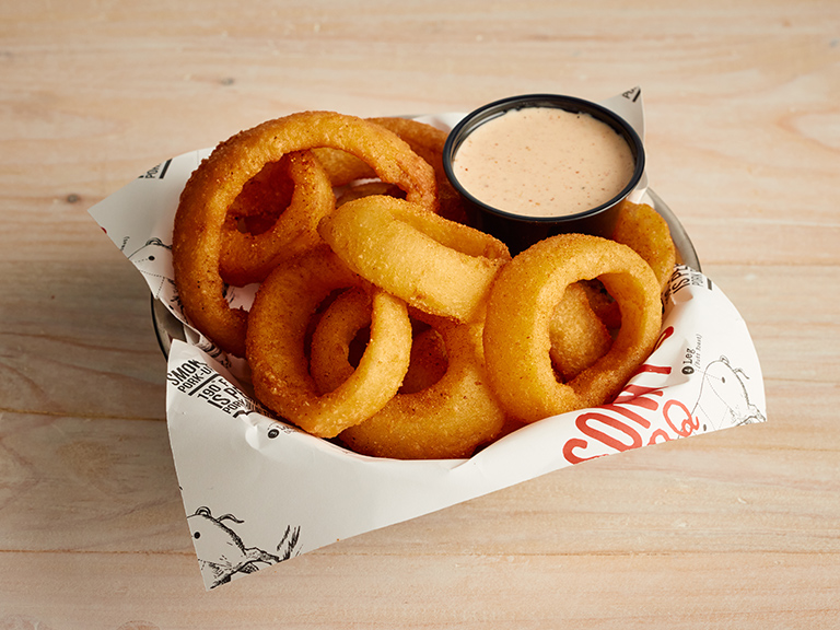 Spring seasonal menu onion rings at Sonny's BBQ